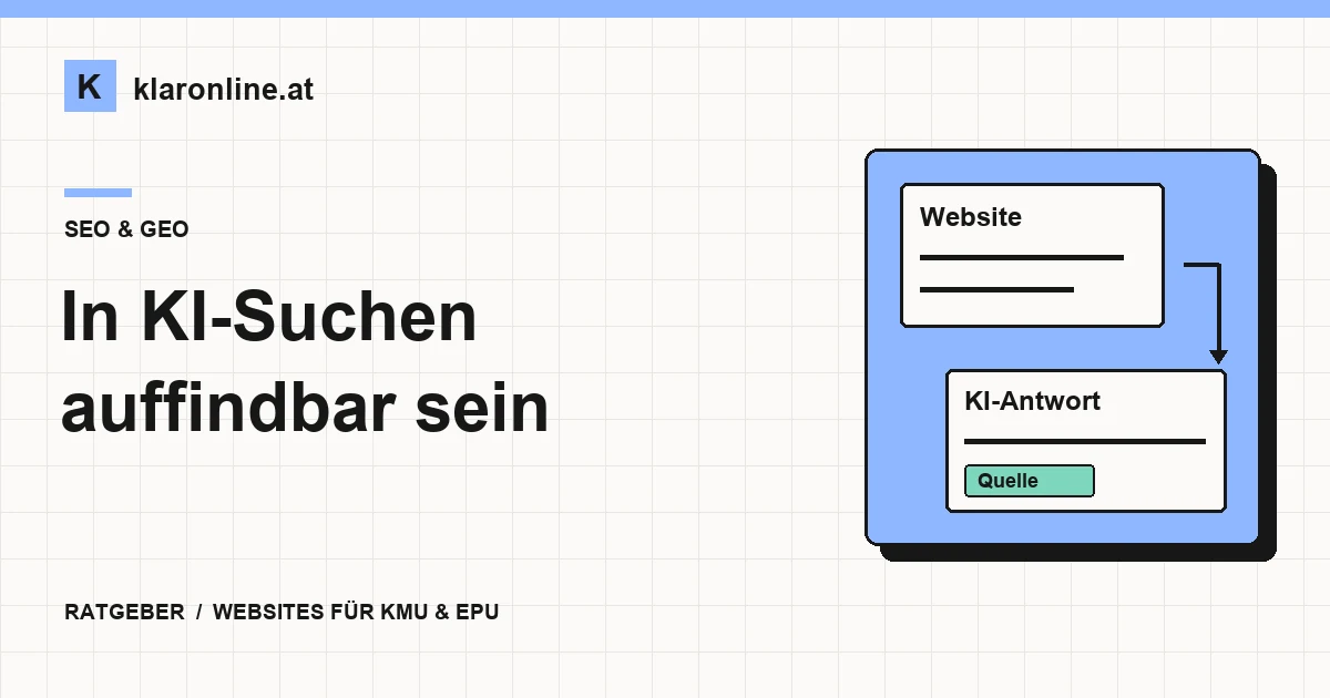 GEO und KI-Suche: Eine Website wird als Quelle mit einer KI-Antwort verbunden.