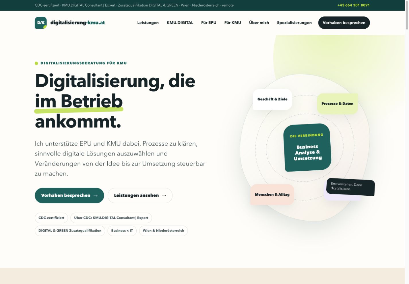 Startseite von digitalisierung-kmu.at